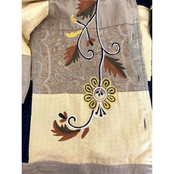 Vintage Indigo Moon Jacket Gold Floral Embroidered Boho Art Lined Buttons Small - Picture 8 of 8